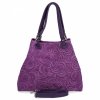 Modna Torebka Skórzana Shopper Bag Ciemno Fioletowa
